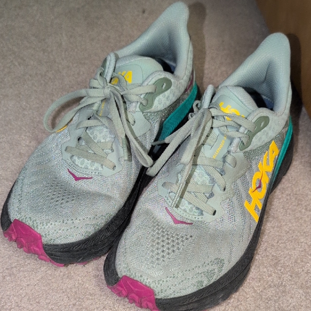 Hoka Women's Gray and Yellow Athletic Shoes